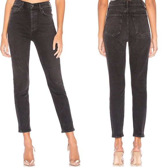 Agolde Nico High Rise Slim Jeans Gray 